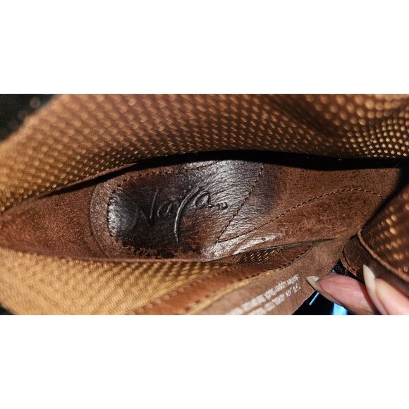 Naya Lark Leather Ankle Boots Block Heel & Side Zip Cuffed Western Women 7.5 N - Picture 15 of 15